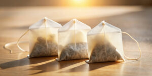 Tea filter bags on a wooden surface, representing technical and specialty paper applications.