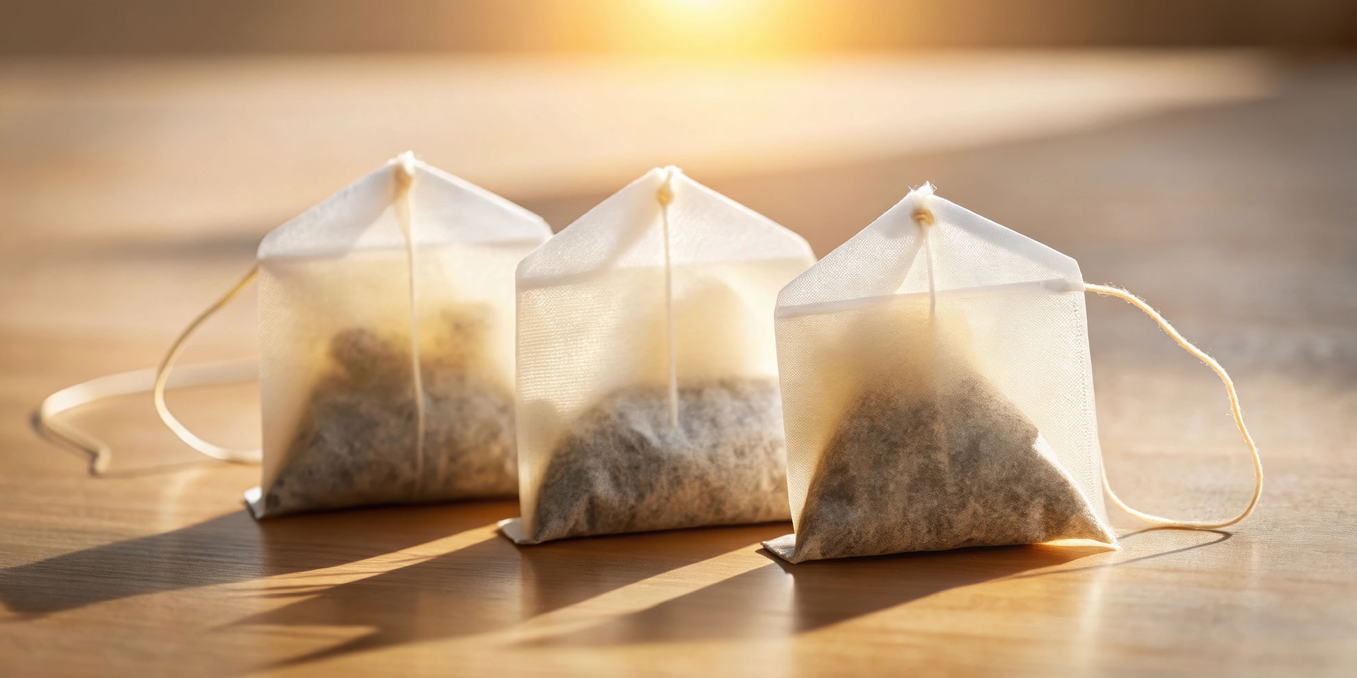 Tea filter bags on a wooden surface, representing technical and specialty paper applications.