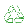 Icon representing compatibility with recycled fiber content.